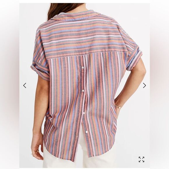 Madewell Courier Button-Back Shirt in Rainbow Stripe Size Women’s SIZE XS - Picture 2 of 11